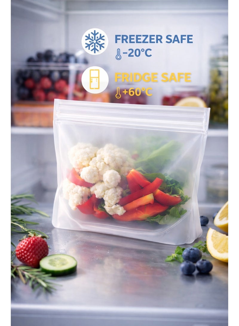 TaimAs Reusable Food Storage Bags Pack of 3 (S/M/L) – Clear EVA Leakproof Ziplock, BPA-Free, Freezer & Fridge Safe, Eco-Friendly Kitchen Storage Organizer | TaimAs - Image 3